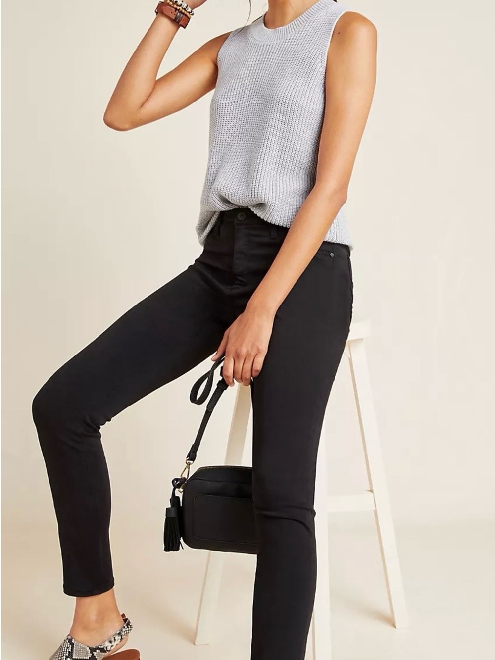 Anthropologie Black Abbey Ankle Skinny High-Rise Pants. Size 27”